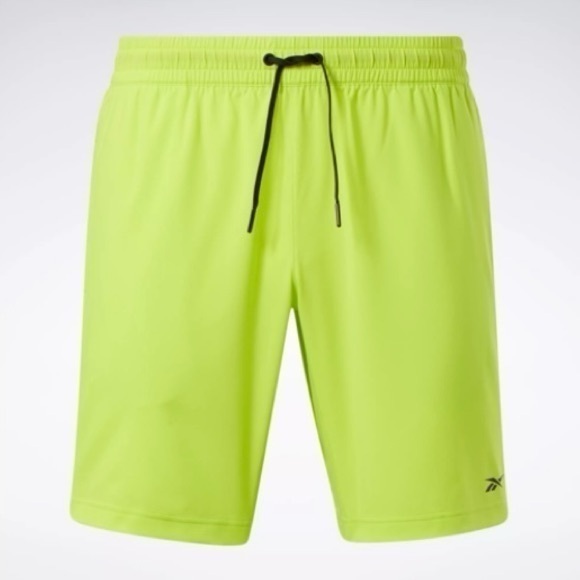 Reebok WORKOUT READY WOR Woven SHORTS in Acid Yellow Size S - Picture 1 of 10